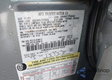 2005 Ford Freestyle Limited z USA, uszkodzony, nr VIN 1FMDK03135GA70229